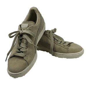 Puma Tan Suede Leather Upper Round Toe Lace Up Low Top Casual Sneaker Shoe